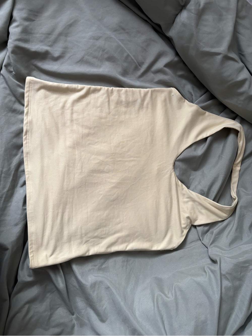 Women's Cream Crop Top - Sleek Minimal Style